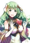  1girl fire_emblem fire_emblem_echoes:_shadows_of_valentia green_eyes green_hair hair_ornament heart highres long_hair open_mouth simple_background solo tatiana_(fire_emblem) upper_body white_background yukimiyuki 