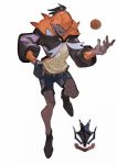  1boy absurdres black_hair blue_eyes dark_skin dark_skinned_male fang gloves gym_leader hairlocs hat highres jacket kibana_(pokemon) male_focus mono_(monoia14) open_mouth orange_headwear poke_ball poke_ball_(generic) pokemon pokemon_(game) 