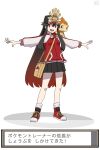  &gt;:) 1girl black_hair chimchar crossover family_crest fate/grand_order fate_(series) fumafu gen_4_pokemon gradient_hair hat highres long_hair looking_at_viewer multicolored_hair oda_nobunaga_(fate) oda_nobunaga_(fate)_(all) oda_uri outstretched_arms parody peaked_cap pokemon pokemon_(game) pokemon_dppt red_eyes redhead style_parody sugimori_ken_(style) 