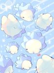  blue_background blush closed_eyes gen_8_pokemon happy heart ice no_humans pokemon pokemon_(game) pokemon_swsh snom snowflakes 