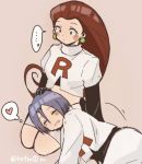  blue_hair blush kojirou_(pokemon) lowres musashi_(pokemon) pokemon pokemon_(anime) redhead team_rocket 