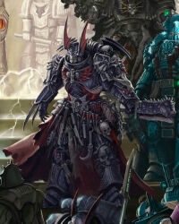  6+boys absurdres alpha_legion alternate_universe armor blue_armor cloak death_guard highres kim_chan konrad_curze luna_wolves male_focus multiple_boys power_armor primarch red_cloak skull_ornament warhammer_40k 