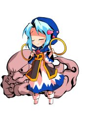  1boy 1girl aqua_hair blue_hood chibi chibi_only commentary_request dairi dress full_body hands_up holding holding_jewelry holding_ring jewelry kumoi_ichirin large_variant_set medium_hair ring socks tachi-e touhou transparent_background two-tone_dress unzan variant_set white_dress white_socks wide_sleeves 