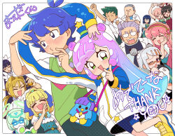  5boys 6+girls android anime_coloring apron aqua_bow aqua_hair aqua_skirt arm_scrunchie artist_name ascot asymmetrical_bangs bag balding bat_wings beard_stubble belt_buckle bike_shorts black_gloves black_hair black_shirt blonde_hair blue_background blue_bike_shorts blue_bow blue_hair blue_jacket blue_shorts blue_sleeves blunt_ends blunt_sidelocks blush border bow bowtie braid braided_sidelocks buckle buttons closed_eyes closed_mouth coat collared_apron collared_jacket collared_shirt commentary_request crossed_arms detached_sleeves dot_nose double-breasted double_bun dutch_angle eyelashes face_filter facial_hair fang furrowed_brow gelee_(puniru_wa_kawaii_slime) glasses gloves gold_hair_tie gou-yan gradient_hair green_bow green_bowtie green_eyes green_hair green_halo green_pants green_shirt green_skirt green_sweater_vest grey_hair hair_bun hair_intakes hair_tie hairband halftone halo hand_on_own_hip headdress heart_arms heart_arms_duo high_collar high_ponytail himezawa_cocoa hone-chan hoshigari_chii houdai_(puniru_wa_kawaii_slime) jacket jitome kawaii_kotarou kirara_mami lab_coat lace-trimmed_apron lace-trimmed_headdress lace_trim laughing legs_together lips long_arms long_hair looking_at_viewer low_ponytail lower_eyelashes_only mado_hiroshi maedakun maid maid_apron maid_headdress medium_hair miniskirt mole mole_under_eye monster_girl mouse_(animal) multicolored_hair multicolored_jacket multiple_boys multiple_girls multiple_halos nanpa_yuusuke official_art okanega_arisu old old_man opaque_glasses open_clothes open_mouth open_shirt orange-framed_eyewear orange_eyes orange_hair outline outside_border own_hands_together pants penguin_bag pink_hair platform_shoes pleated_skirt pocket ponytail print_jacket print_vest puffy_short_sleeves puffy_sleeves puniru_(puniru_wa_kawaii_slime) puniru_wa_kawaii_slime purple_hair purple_sleeves rectangular_eyewear rectangular_mouth red_hairband red_sweater robot_girl round_nose runrun_(puniru_wa_kawaii_slime) runruun_(puniru_wa_kawaii_slime) sasai_(puniru_wa_kawaii_slime) school_uniform semi-rimless_eyewear sharp_teeth shaved_head shirt shoes short_eyebrows short_hair short_sleeves shorts shoulder_bag sidelocks single_vertical_stripe skin_fang skirt sleeve_cuffs slime_girl slime_hair sneakers spiky_hair standing standing_on_one_leg star_(symbol) star_print starry_hair streaked_hair striped_clothes striped_sleeves stubble sweater sweater_vest tall_female teeth thank_you thick_eyebrows toggles triangle_mouth two-tone_jacket under-rim_eyewear unitard v v-shaped_eyebrows vertical-striped_clothes vertical-striped_sleeves very_long_hair white_ascot white_background white_border white_coat white_headdress white_jacket white_outline white_sleeves white_unitard wide_sleeves wing_collar winged_hair_ornament wings yellow_shoes yellow_sleeve_cuffs 