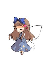  1girl arms_behind_back blue_ribbon blue_skirt blue_vest brown_hair brown_shoes chibi chibi_only commentary_request dairi full_body hair_ribbon large_variant_set neck_ribbon ribbon shoes skirt skirt_set socks solo star_sapphire tachi-e touhou transparent_background variant_set vest white_socks 