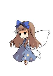  1girl arms_behind_back blue_ribbon blue_skirt blue_vest brown_hair brown_shoes chibi chibi_only commentary_request dairi full_body hair_ribbon large_variant_set neck_ribbon ribbon shoes skirt skirt_set socks solo star_sapphire tachi-e touhou transparent_background variant_set vest white_socks 