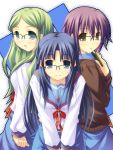  bent_over bespectacled book cardigan glasses kimidori_emiri leaning_forward nagato_yuki school_uniform suzumiya_haruhi_no_yuuutsu 