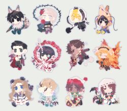  +_+ 6+boys 6+girls animal_ears animal_legs antler_ring antlers aqua_capelet aqua_shoes aqua_wings ardor_blossom_star_(e.g.o) asymmetrical_inertia_(e.g.o) bear_claws bear_ears bell black_dress black_eyes black_gloves black_hair black_hanbok black_jacket black_pants blonde_hair blue_eyes blue_overalls bolkki boots bow bowtie brown_coat brown_hair brown_hairband brown_pants brown_tunic brown_vest cape capelet capote_(e.g.o) chibi chinese_clothes christmas_nightmare_(e.g.o) closed_eyes closed_mouth coat dark-skinned_female dark-skinned_male dark_skin don_quixote_(project_moon) dress e.g.o_(project_moon) facial_hair faust_(project_moon) fiery_wings flower fox_ears fox_tail full_body fur_trim gears gloves green_bow green_bowtie green_poncho green_shawl green_slippers gregor_(project_moon) grey_background grey_dress hagoromo hair_bow hairband hanbok hanfu hat heathcliff_(project_moon) heterochromia hex_nail_(e.g.o) highres holding holding_lasso holding_rock holding_sack holiday_(e.g.o) hong_lu_(project_moon) hood hoodie horns ishmael_(project_moon) jacket korean_clothes lantern_(e.g.o) lasso lasso_(e.g.o) limbus_company long_hair long_sleeves looking_at_viewer matador meursault_(project_moon) monocle multiple_boys multiple_girls nail_(hardware) neck_bell necktie one_eye_closed orange_hair orange_hat orange_hoodie orange_jacket outis_(project_moon) overalls pants patchwork_clothes pink_flower plant_roots project_moon purple_flower rain_poncho raincoat red_cape red_eyes red_flower red_necktie red_ribbon red_rose red_shoes ribbon rock rodion_(project_moon) rose rubber_boots ryoshu_(project_moon) sack santa_hat scar scar_on_face shawl shirt shoes short_hair shrimp simple_background sinclair_(project_moon) single_antler sitting slippers soda_(e.g.o) standing stitches sunshower_(e.g.o) sweater tail tears_of_the_tarnished_blood_(e.g.o) tunic vest white_hanfu white_hat white_poncho white_raincoat white_shirt white_sweater wings wishing_cairn_(e.g.o) yellow_boots yellow_eyes yesheng_zong_ren yi_sang_(project_moon) 