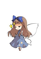  1girl arms_behind_back blue_ribbon blue_skirt blue_vest brown_hair brown_shoes chibi chibi_only commentary_request dairi full_body hair_ribbon large_variant_set neck_ribbon ribbon shoes skirt skirt_set socks solo star_sapphire tachi-e touhou transparent_background variant_set vest white_socks 