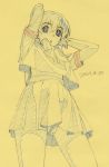  graphite_(medium) monochrome school_uniform shiwasu_takashi sketch traditional_media yellow 