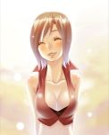  breasts brown_hair cleavage closed_eyes meiko short_hair smile solo terumii vocaloid 