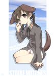  bottomless brown_eyes brown_hair choco_(pixiv29111) dog_ears dog_tail gertrud_barkhorn jacket strike_witches tail twintails uniform 