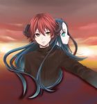  blue_hair ghost horns kaz long_hair male orange_eyes pangya red_hair redhead short_hair sky 