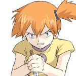  gym_leader kasumi_(pokemon) knife lowres oekaki orange_hair pokemon side_ponytail solo tears yandere 