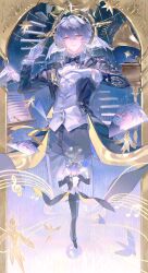  +_+ 1boy absurdres ascot black_bow black_bowtie black_coat black_pants black_shoes black_suit border bow bowtie bubble chinese_commentary closed_eyes closed_mouth coat collared_shirt conductor_baton cowboy_shot earrings expressionless eye_symbol full_body gloves gold_earrings grey_hair grey_vest hair_between_eyes halo halo_behind_head hands_up head_wings highres holding_baton honkai:_star_rail honkai_(series) jewelry lapel_pin lapels male_focus multiple_views music_stand musical_staff notched_lapels official_alternate_costume open_clothes open_coat ornate_border pants phonograph ribbon shards sheet_music shirt shoes solo spiked_halo spirit stairs standing star_(symbol) suit sun_symbol sunday_(honkai:_star_rail) sunday_(star_rail_live_2025)_(honkai:_star_rail) tailcoat tengyuan_bei_ze thigh_strap two-sided_coat two-sided_fabric vest white_ascot white_gloves white_shirt white_wings wings yellow_coat yellow_eyes yellow_ribbon 