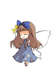  1girl arms_behind_back blue_ribbon blue_skirt blue_vest brown_hair brown_shoes chibi chibi_only commentary_request dairi full_body hair_ribbon large_variant_set neck_ribbon ribbon shoes skirt skirt_set socks solo star_sapphire tachi-e touhou transparent_background variant_set vest white_socks 