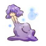  1girl blush blush_stickers ditto goo_girl hitec moemon personification pokemon pokemon_(creature) pokemon_(game) pokemon_rgby purple_hair smile topless 