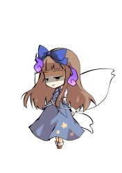  1girl arms_behind_back blue_ribbon blue_skirt blue_vest brown_hair brown_shoes chibi chibi_only commentary_request dairi full_body hair_ribbon large_variant_set neck_ribbon ribbon shoes skirt skirt_set socks solo star_sapphire tachi-e touhou transparent_background variant_set vest white_socks 