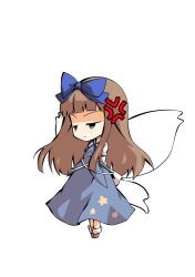  1girl arms_behind_back blue_ribbon blue_skirt blue_vest brown_hair brown_shoes chibi chibi_only commentary_request dairi full_body hair_ribbon large_variant_set neck_ribbon ribbon shoes skirt skirt_set socks solo star_sapphire tachi-e touhou transparent_background variant_set vest white_socks 