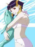  bikini blunt_bangs bob_cut dolphin ester_ein_astrada hug kenran_butoh_sai kenran_butou_sai looking_back payot purple_hair red_eyes short_hair smile swimsuit 