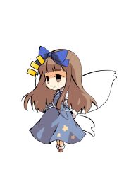  1girl arms_behind_back blue_ribbon blue_skirt blue_vest brown_hair brown_shoes chibi chibi_only commentary_request dairi full_body hair_ribbon large_variant_set neck_ribbon ribbon shoes skirt skirt_set socks solo star_sapphire tachi-e touhou transparent_background variant_set vest white_socks 