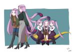  5girls bos_taurus96 claws euryale fate/grand_order fate/hollow_ataraxia fate/stay_night fate_(series) gorgon_(fate) highres long_hair medusa_(lancer)_(fate) monster_girl multiple_girls ponytail purple_hair rider scales siblings sisters snake snake_hair snake_tail square_pupils stheno tail twins twintails very_long_hair violet_eyes 