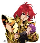  armor athena_(saint_seiya) baby hakkun_(artist) holding_baby long_hair redhead saint_seiya saint_seiya:_next_dimension virgo_shijima 