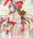  absurdres ass at_classics breasts brown_hair bunnysuit highres huge_ass leotard long_hair original 