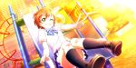  blush green_eyes hoshizora_rin love_live!_school_idol_festival_all_stars orange_hair school_uniform short_hair smile wink 