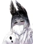  1girl bangs black_sclera diddms1999 eyebrows_visible_through_hair fur insect_girl insect_wings looking_at_viewer monster_girl moth_(diddms1999) moth_ears moth_girl original short_hair simple_background solo white_background white_eyes wings 