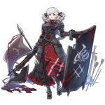  1girl alternate_costume armor armored_dress arrow axe bangs belt black_background black_pupils black_ribbon blood blood_drip blood_on_face bloody_clothes bloody_weapon braid breastplate breasts chair corset crazy_eyes eyebrows_visible_through_hair flag full_body girls_frontline gloves gradient_hair greaves grey_hair grey_jacket gun holding holding_gun holding_weapon jacket labyrinth_of_the_dark large_breasts long_hair looking_at_viewer multicolored_hair namesake neck_ribbon official_art plate_armor polearm pouch red_eyes red_ribbon redhead ribbon shield shotgun shotgun_shells sidelocks silver_hair smile solo spas-12 spas-12_(girls_frontline) spear sword terras torn_clothes transparent_background twintails weapon 