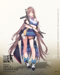  1girl arm_across_waist arm_under_breasts bangs black_hair blue_dress blue_neckwear blush boots breasts closed_mouth coat collared_dress cross dress dual_wielding eyebrows_visible_through_hair flower full_body girls_frontline gun highres holding light_brown_hair long_hair looking_at_viewer mat-49 mat-49_(girls_frontline) multicolored multicolored_eyes multicolored_hair necktie off_shoulder official_art open_clothes open_coat pink_eyes pouch red_flower red_rose rose sidelocks sleeve_cuffs sleeveless sleeveless_dress smile solo streaked_hair submachine_gun thigh_strap thighs trigger_discipline very_long_hair weapon wristband yellow_eyes 