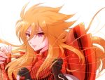  armor benetnasch_eta_mime long_hair lyre open_mouth orange_hair red_eyes saint_seiya simple_background strings tatebanashi 