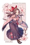  1girl absurdres cherry_blossoms highres japanese_clothes kimono maple original school_uniform uniform 