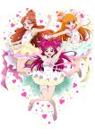  3girls :d absurdres alternate_hair_length alternate_hairstyle arm_up armpits arms_up asahina_mirai blonde_hair blue_eyes blue_skirt bow brown_hair character_name choker collarbone floating_hair full_body go!_princess_precure hair_bow hair_ornament haruno_haruka high_heels highres jewelry layered_skirt long_hair looking_at_viewer mahou_girls_precure! miniskirt multiple_girls necklace niita one_side_up open_mouth outstretched_arm outstretched_arms pink_bow pink_footwear pink_skirt precure pumps red_eyes redhead shiny shiny_hair shirt simple_background skirt sleeveless sleeveless_shirt smile very_long_hair violet_eyes white_background white_bow white_shirt white_skirt wrist_cuffs yellow_skirt yes!_precure_5 yumehara_nozomi 