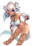  1girl absurdres animal_ears bare_legs bent_over breasts cat_ears cat_tail dark_skin facial_mark final_fantasy final_fantasy_xiv hand_on_hip highres large_breasts licking_lips midriff miqo&#039;te navel omucchan_(omutyuan) panties silver_hair tail tan tongue tongue_out underwear violet_eyes 