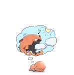  &gt;_&lt; =_= clouds commentary_request dreaming drooling dynamax eating eighth_note gen_3_pokemon highres kashiwa_(3920kashiwa) motion_lines musical_note no_humans open_mouth pokemon simple_background sky sleeping sun thought_bubble trapinch white_background 
