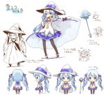  2014 black_legwear blue_collar blue_eyes boots cape cape_lift character_name character_sheet chibi closed_mouth collar collared_dress dera_fury dress eighth_note fingerless_gloves from_behind from_side gloves hair_ribbon hand_on_hip hat hatsune_miku highres lace lace-trimmed_dress layered_dress light_blue_hair long_hair looking_at_viewer magical_girl multiple_views musical_note necktie official_art open_mouth orb outstretched_arm pantyhose purple_gloves ribbon sleeveless sleeveless_dress smile snowflake_print snowflakes staff treble_clef twintails very_long_hair vocaloid white_cape white_dress witch_hat yuki_miku yuki_miku_(2014) 