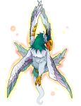  bird digimon digimon_tales feathered_wings green_eyes highres horns multiple_wings no_humans solo sparkle transparent_background valdurmon wings 