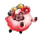  animal_ears blush digimon digimon_tales fur_trim horns missile no_humans open_mouth sheep sheep_ears sheep_horns sheepmon solo transparent_background yellow_eyes 
