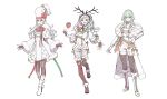  3girls alternate_costume antlers black_gloves boots box brown_eyes byleth_(fire_emblem) byleth_eisner_(female) closed_mouth clovisxvii coat corrin_(fire_emblem) corrin_(fire_emblem)_(female) fingerless_gloves fire_emblem fire_emblem:_three_houses fire_emblem_awakening fire_emblem_fates fur_trim gift gift_box gloves green_eyes green_hair hat highres long_hair long_sleeves midriff multiple_girls navel open_mouth parted_lips pointy_ears red_eyes reindeer_antlers robin_(fire_emblem) robin_(fire_emblem)_(female) short_shorts shorts simple_background smile twintails white_background white_gloves white_hair white_shorts 