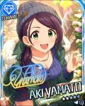  black_hair blush bonnet character_name green_eyes idolmaster idolmaster_cinderella_girls jacket long_hair smile stars yamato_aki 