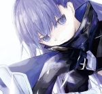  1girl asagi_(kabocha_oukoku) belt character_request closed_mouth dutch_angle fate_(series) purple_hair sketch solo upper_body violet_eyes white_background 