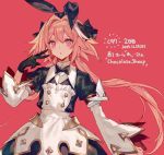  1boy astolfo_(fate) astolfo_(saber)_(fate) bangs black_bow black_gloves black_ribbon bow bowtie chocoan fate/grand_order fate_(series) gloves hair_bow hair_intakes hair_ribbon highres long_hair long_sleeves looking_at_viewer multicolored_hair otoko_no_ko pink_hair ribbon solo streaked_hair twintails violet_eyes 