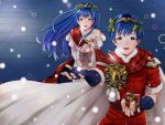  1boy 1girl aplche blue_eyes blue_hair box brother_and_sister cape christmas elice_(fire_emblem) fingerless_gloves fire_emblem fire_emblem:_mystery_of_the_emblem fire_emblem:_mystery_of_the_emblem fire_emblem:_shin_ankoku_ryuu_to_hikari_no_tsurugi fire_emblem_11 fire_emblem_3 fire_emblem_heroes fire_emblem_shadow_dragon fur_trim gift gift_box gloves hands_clasped holding holding_gift intelligent_systems long_hair long_sleeves marth_(fire_emblem) nintendo open_mouth own_hands_together short_hair short_sleeves siblings tiara 