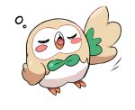 0_0box bird blush_stickers bubble closed_eyes commentary full_body no_humans open_mouth pokemon pokemon_(creature) rowlet simple_background solo white_background 