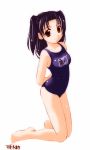  fujisaki_akari hikaru_no_go kneeling one-piece_swimsuit school_swimsuit swimsuit tokino twintails 
