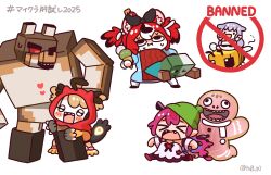  &gt;_&lt; 4girls absurdres ahoge animal_ears blush_stickers brown_hair chibi chibi_only fang food full_body gigi_murin grey_hair hakos_baelz heart highres hololive hololive_english hood ice_cream irys_(hololive) koseki_bijou long_hair minecraft mochigome_(h0_pj) mouse_ears multicolored_hair multiple_girls red_hair transparent_background two-tone_hair violet_eyes virtual_youtuber wolf zombie 