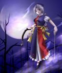  asahina blue_eyes bow_(weapon) moon silver_hair touhou trigram weapon yagokoro_eirin 