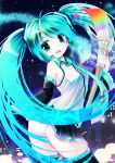  aqua_hair art_brush colorful detached_sleeves giant_brush hatsune_miku highres hinasaki long_hair microphone miracle_paint_(vocaloid) musical_note necktie paintbrush panties skirt thigh-highs thighhighs twintails underwear very_long_hair vocaloid 